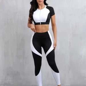 Conjunto de roupas esportivas femininas de cintura alta